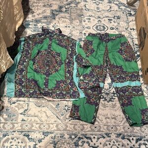 Green and Purple Paisley Set